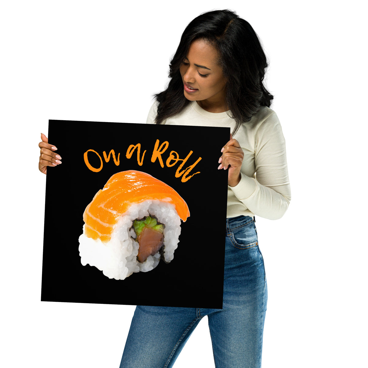On A Roll Poster, Motivational Art, Minimalistic Wall Art with Humor, Fun Puns