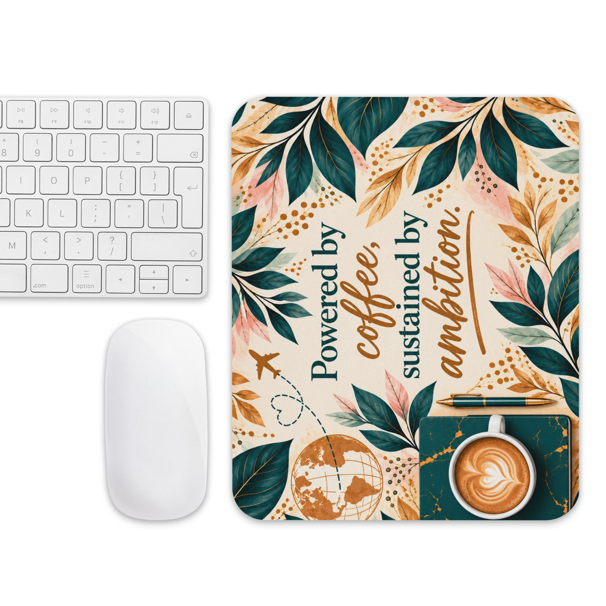 Coffee & Ambition Mouse pad, Motivational Art for Work, Office, Student, Entrepreneur