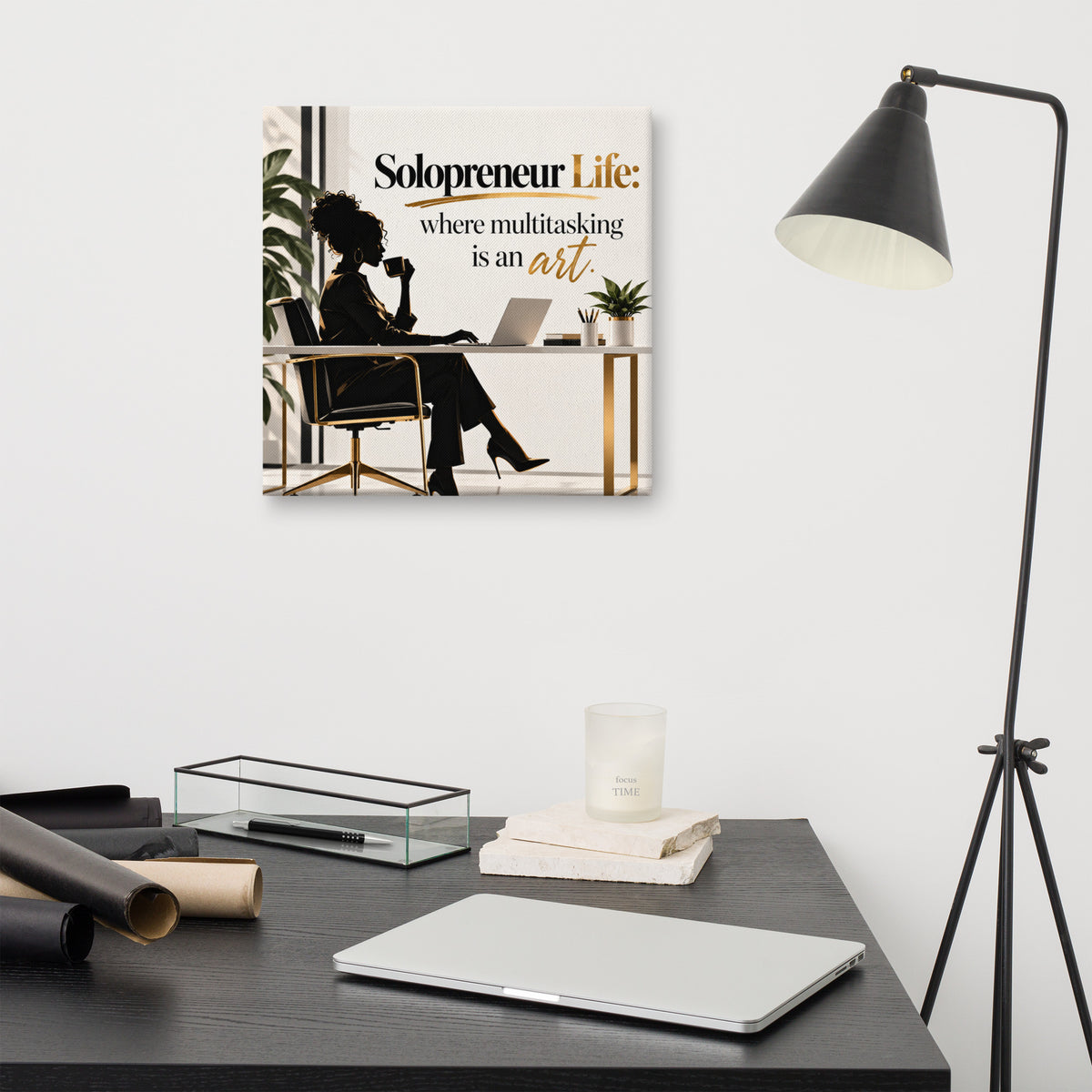 Solopreneur Life Wall Art Canvas Multitasking Art, Modern Decor, Inspirational Office Decor