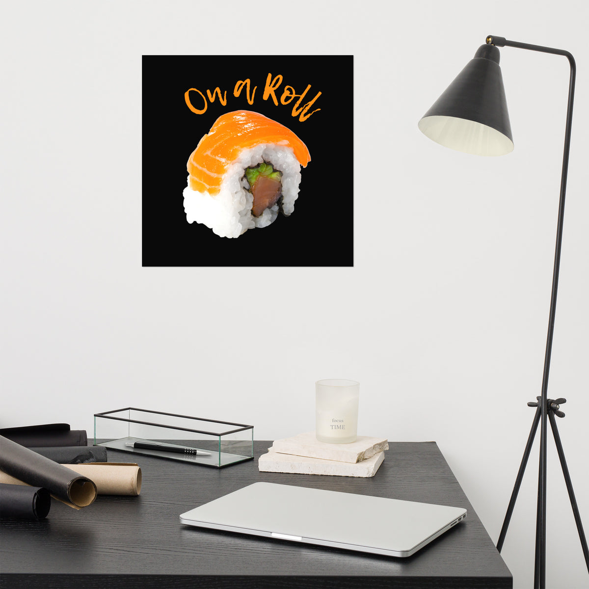 On A Roll Poster, Motivational Art, Minimalistic Wall Art with Humor, Fun Puns