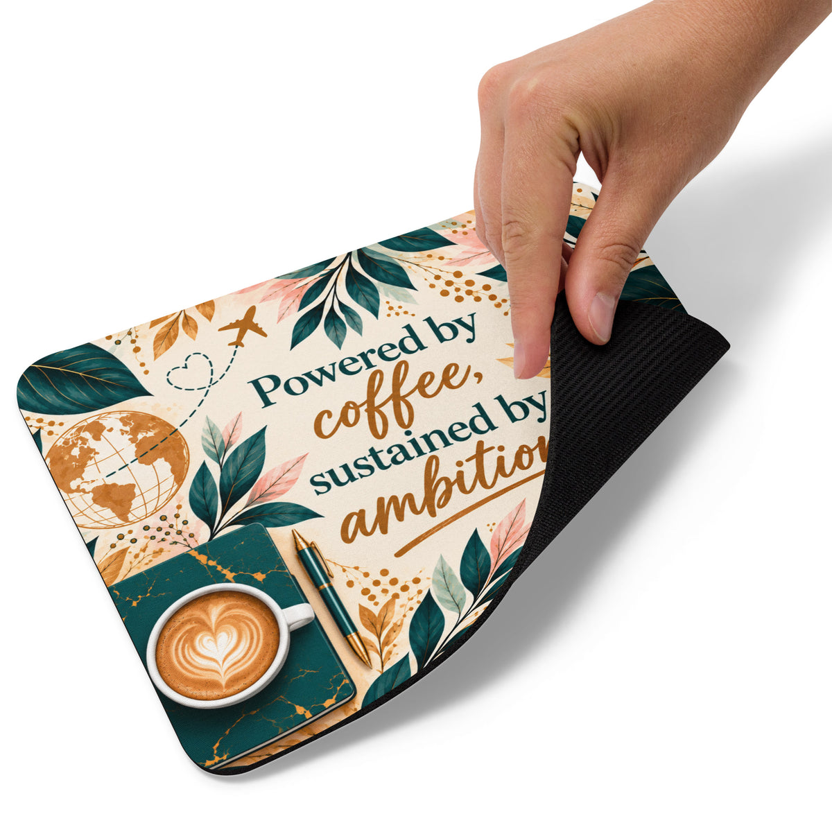 Coffee & Ambition Mouse pad,  Motivational Art for Work, Office, Student, Entrepreneur